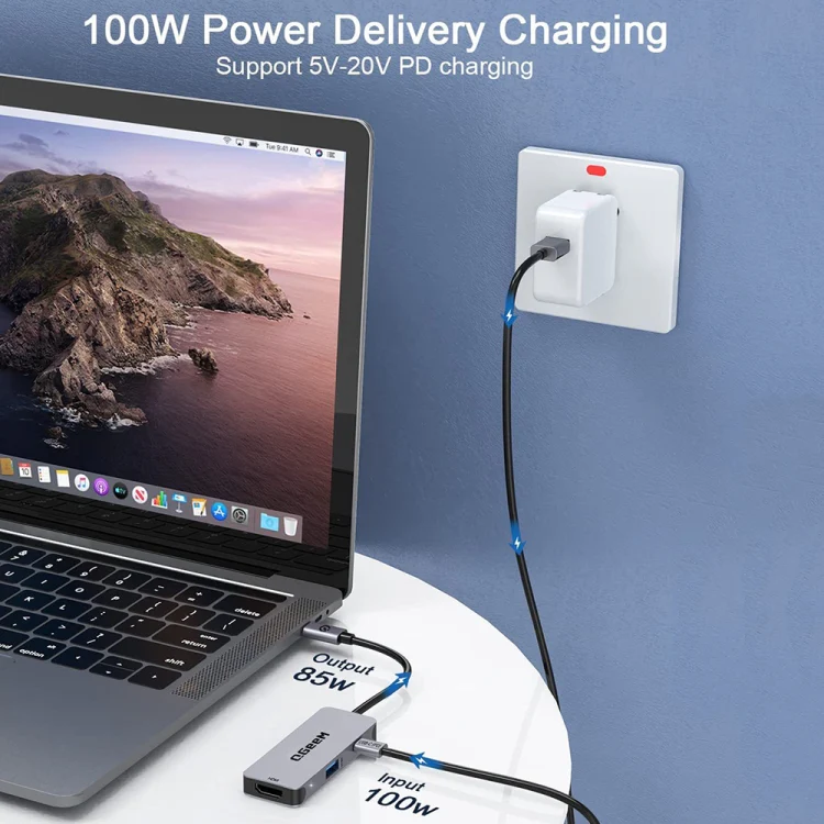 QGeeM UH03-1 USB3.0 Multifunctional Docking Station Type-C PD100W HUB(3 in 1) - Image 4
