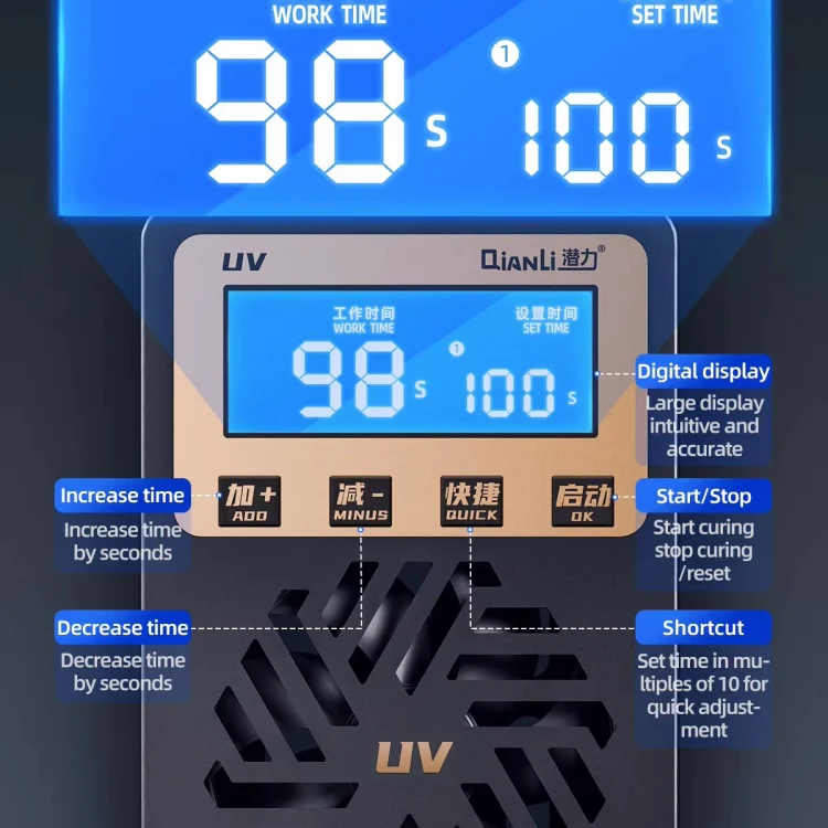 Qianli UVC17 7 inch Integrated UV Curing Lamp with Timing Function, Plug:US Plug - Image 3