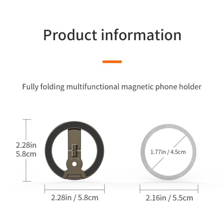 Quarter Screw Hole Design 360 Degree Flip Folding Double-Sided Magnetic Phone Holder(Gunmetal) - Image 10