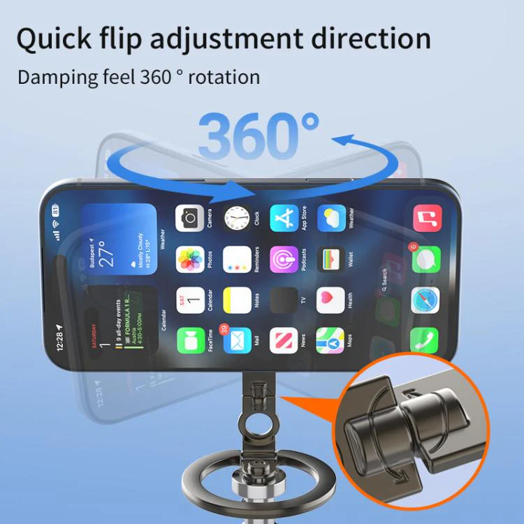 Quarter Screw Hole Design 360 Degree Flip Folding Double-Sided Magnetic Phone Holder(Silver) - Image 8