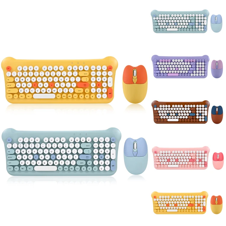 QW05 Mixed Color Portable 2.4G Wireless Keyboard Mouse Set(Brown) - Image 2