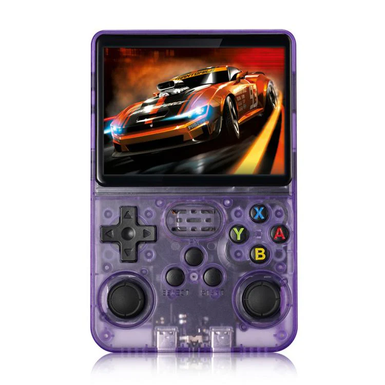 R36 HD 3.5-inch IPS HD Handheld Retro Game Console Supports 20+ Emulators, External TF card:16G(Purple)