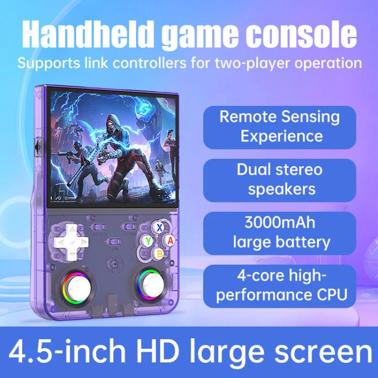 R36 Ultra X 4.5-inch IPS HD Handheld Retro Game Console Built-in 18,000+ Games, External TF card:32G(Black) - Image 2