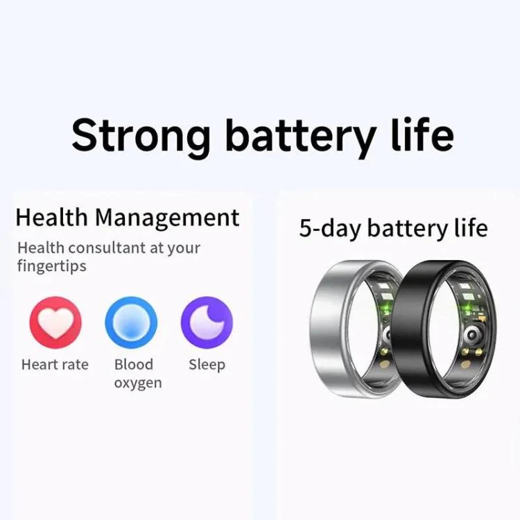 R88 Smart Ring Fitness Tracker, Supports Health Monitoring / Camera Control, Ring Size:Size 7(Silver) - Image 4