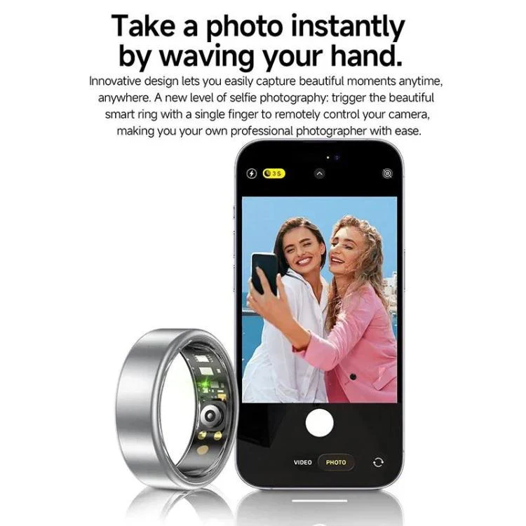 R88 Smart Ring Fitness Tracker, Supports Health Monitoring / Camera Control, Ring Size:Size 8(Gold) - Image 7