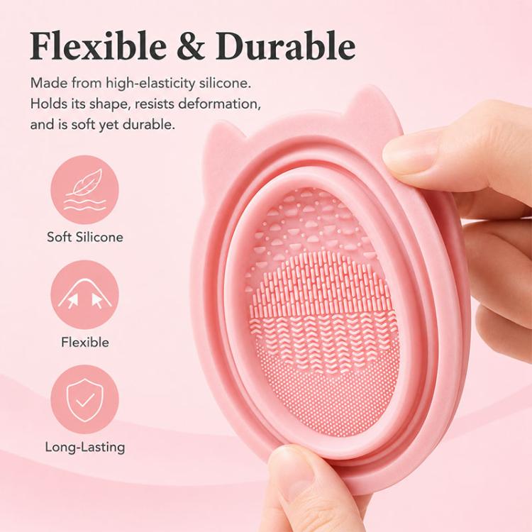 Rabbit Ear Makeup Tool Foldable Silicone Cleaning Bowl(Pink) - Image 4