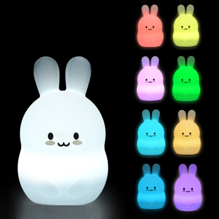Rabbit Silicone Pat Night Light Children Gift Color Changing Lamp, Specification: Charging - Image 2