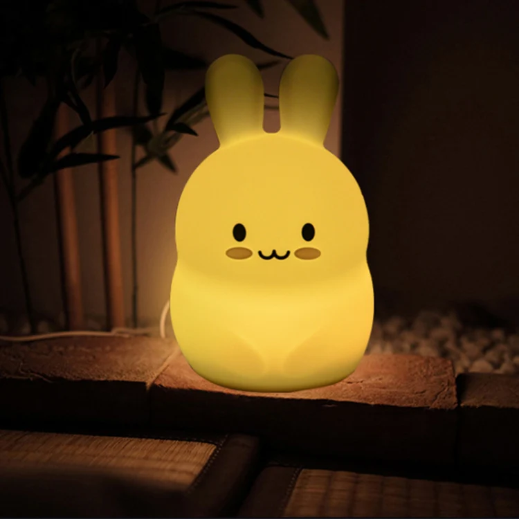 Rabbit Silicone Pat Night Light Children Gift Color Changing Lamp, Specification: No Battery