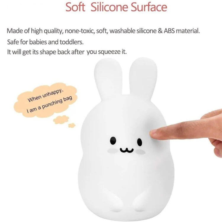 Rabbit Silicone Pat Night Light Children Gift Color Changing Lamp, Specification: No Battery - Image 4