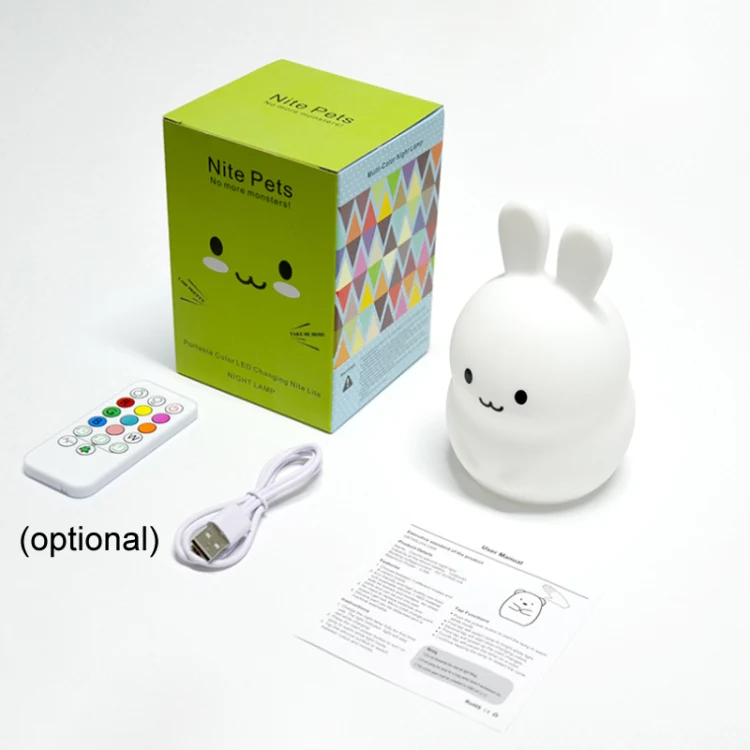 Rabbit Silicone Pat Night Light Children Gift Color Changing Lamp, Specification: No Battery - Image 8
