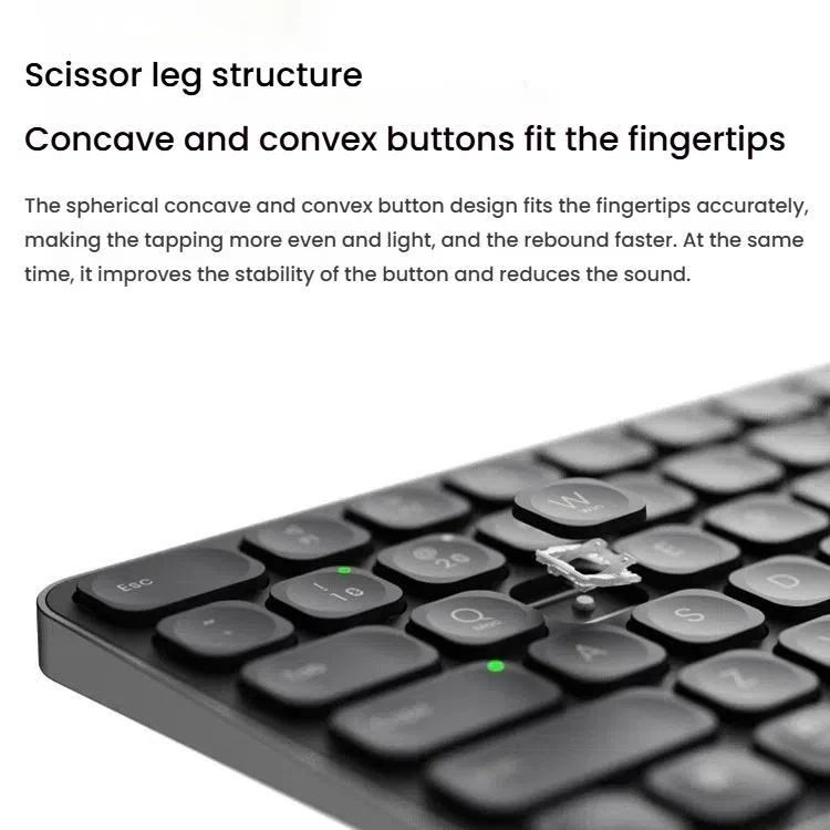 Rapoo E9050L Tri-mode Bluetooth Wireless Keyboard Silent Laptop Keyboard(Dark Gray) - Image 9