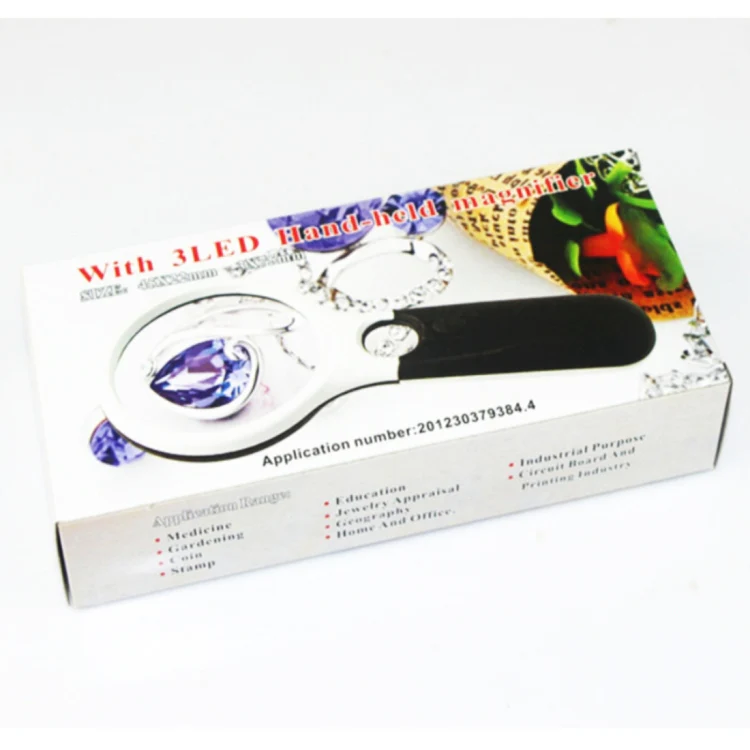 Reading Visual Magnifier with 3 LED Light, Mini Portable 3-45X Handheld Reading Visual Magnifier with 3 LED Light(White) - Image 7