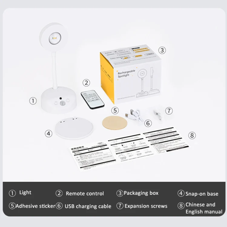 Rechargeable LED Motion Sensor Wireless Spotlight With Remote Control 1200mAH Black - Image 13