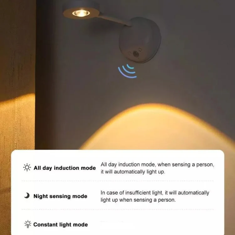 Rechargeable LED Motion Sensor Wireless Spotlight With Remote Control 1200mAH Black - Image 3