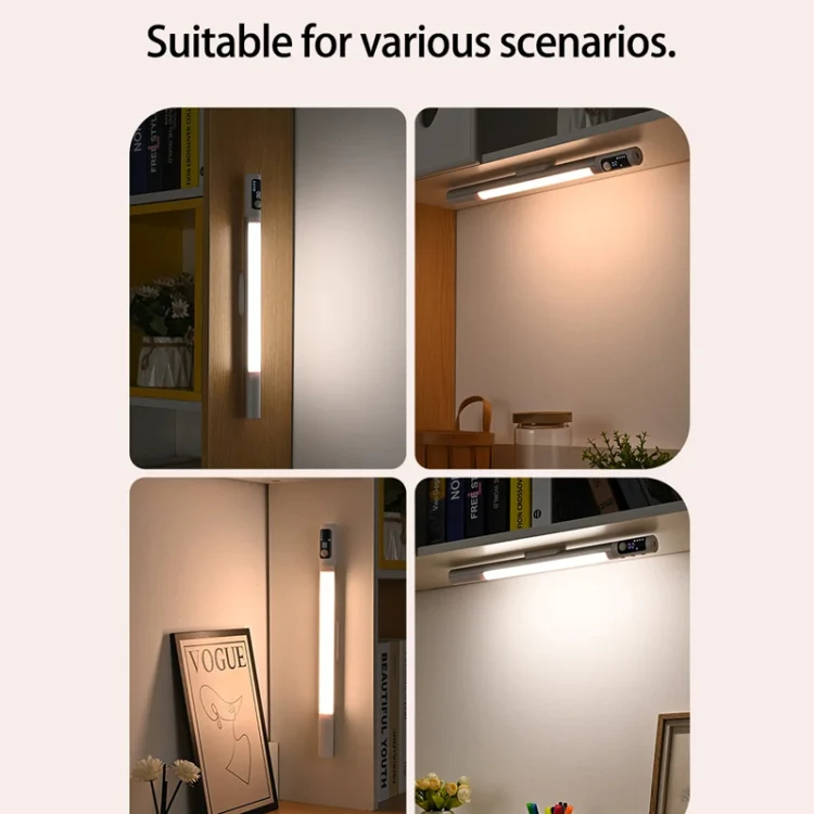 Rechargeable Under Cabinet LED Motion Sensor Night Light with Digital Display 2000mAH(Silver) - Image 12