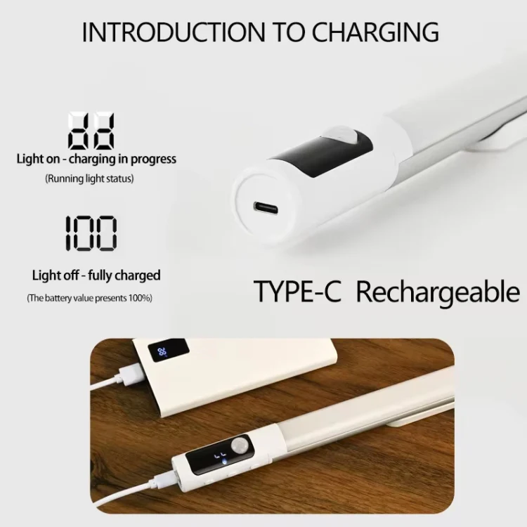 Rechargeable Under Cabinet LED Motion Sensor Night Light with Digital Display 2000mAH(Silver) - Image 7