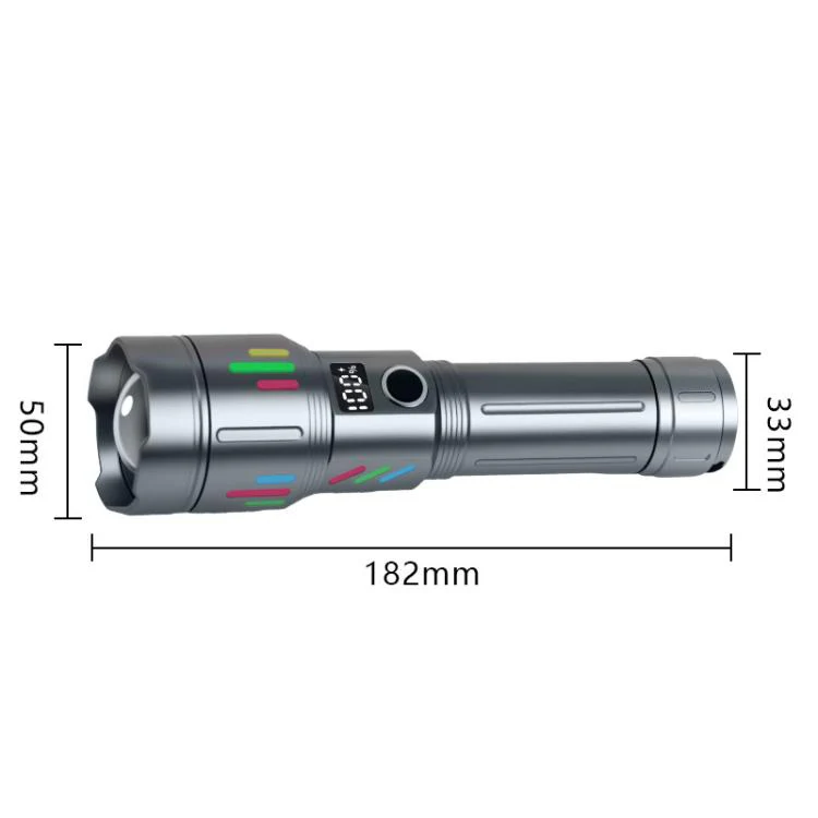 Rechargeable Zoomable High-Power Flashlight Handheld Aluminum Alloy Strong Light Torch(Gray) - Image 10