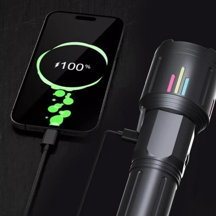Rechargeable Zoomable High-Power Flashlight Handheld Aluminum Alloy Strong Light Torch(Gray) - Image 7