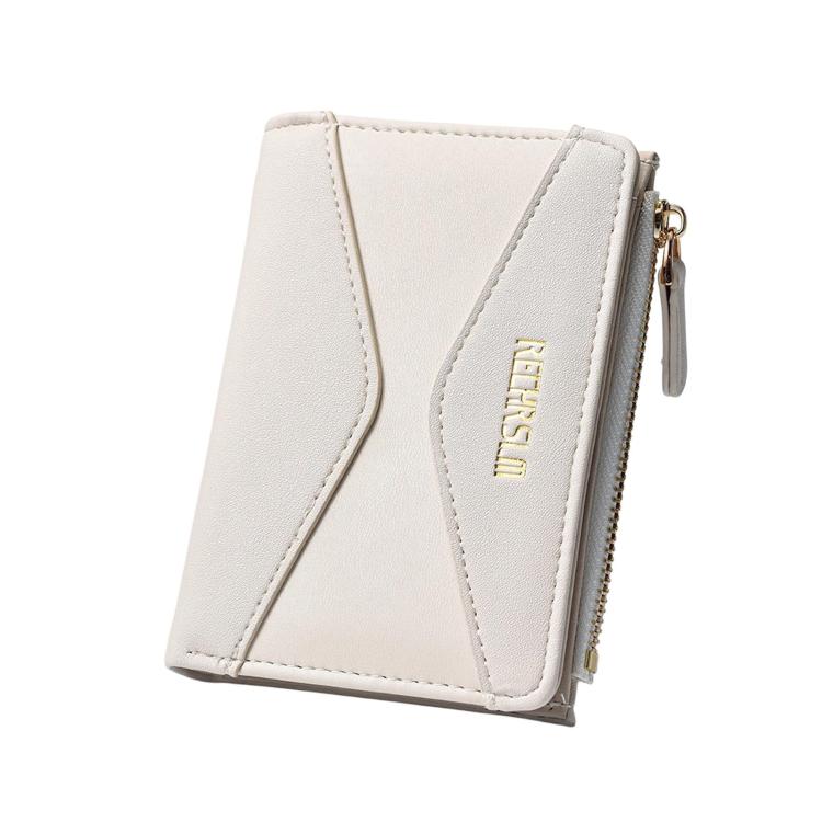 RECHRSLM 6614-2 Color Block Short Women Wallet Simple 2-Fold Student Card Holder(White)