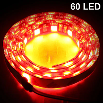 Red 60 LED 5050 SMD Waterproof Flexible Car Strip Light, DC 12V, Length: 1m - Image 2