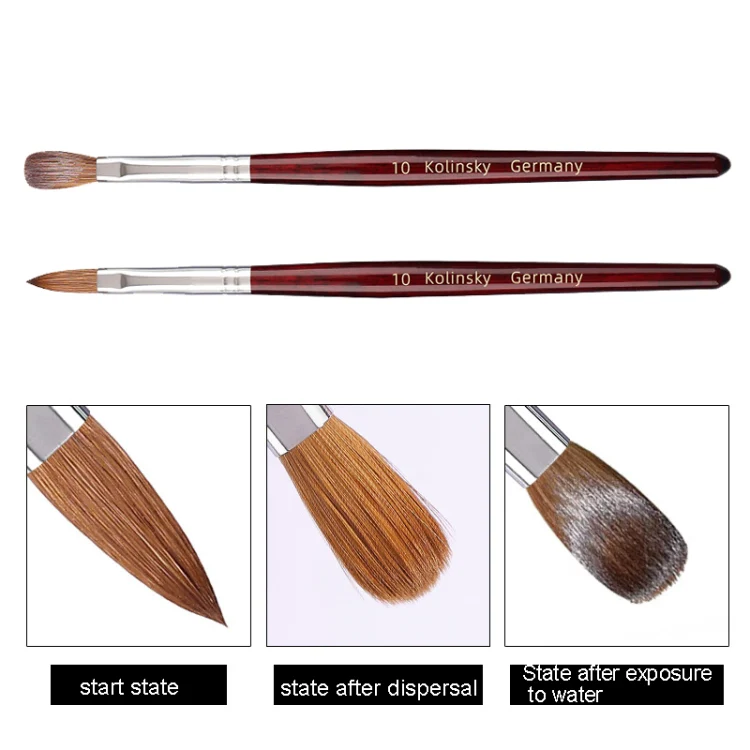 Red Wood Handle Kolinsky Hair Nail Art Brush No. 4 - Image 4