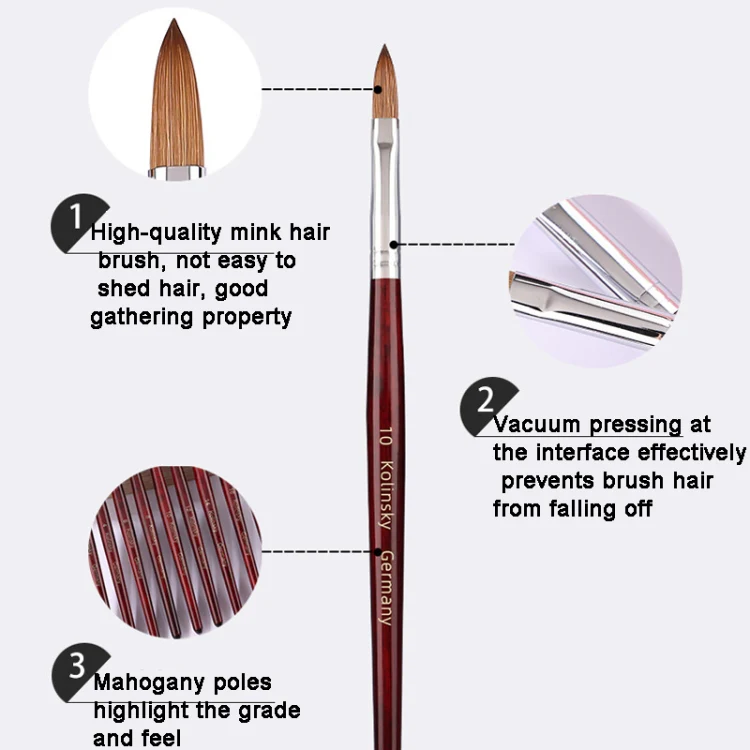 Red Wood Handle Kolinsky Hair Nail Art Brush No. 4 - Image 5