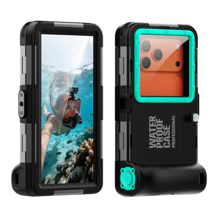 RedPepper Gen 2 Underwater Housing Plus 15m Diving Waterproof Cover, Suitable For 6.1-6.9 inch(Black Grass Blue)