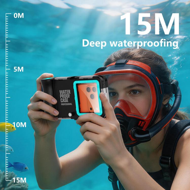 RedPepper Gen 2 Underwater Housing Plus 15m Diving Waterproof Cover, Suitable For 6.1-6.9 inch(Black Grass Blue) - Image 8
