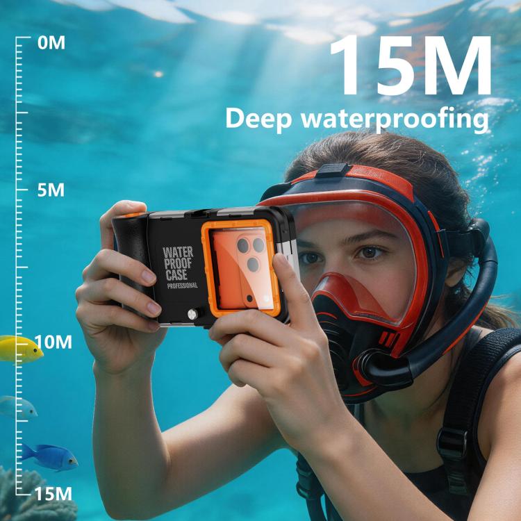 RedPepper Gen 2 Underwater Housing Plus 15m Diving Waterproof Cover, Suitable For 6.1-6.9 inch(Black Orange) - Image 8