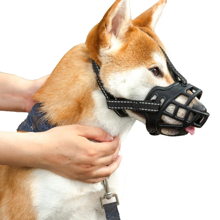 Reflective Pet Mouth Cover Anti-bite Anti-Chewing Adjustable Dog Muzzle Dog Mask, Size: NO.3(Black) - Image 2