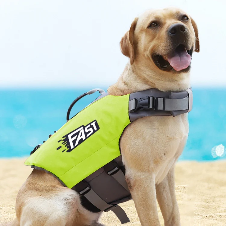 Reflective Printed Pet Dog Life Jacket Swimsuit, Size: L(Fluorescent Green)