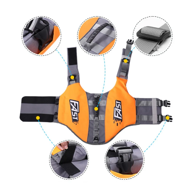 Reflective Printed Pet Dog Life Jacket Swimsuit, Size: M( Orange) - Image 5