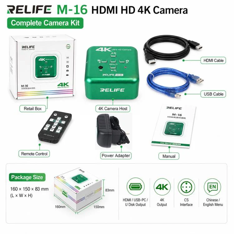 RELIFE M-16 HD 4K 30fps Industrial Grade Electronic Microscope Camera, Plug:EU Plug - Image 10