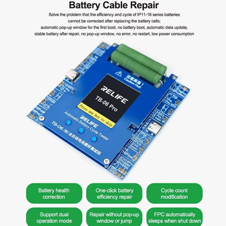 RELIFE TB-06 Pro  For IPhone 11-16 Series Fully Automatic Battery Cycle Tester With Dual-Channel Independent Battery Cycle Charging, EU Plug - Image 2