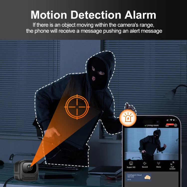 Remote Monitoring Smart Alarm Infrared Night Vision WiFi Camera With Spiral Mount Bracket(W08) - Image 5