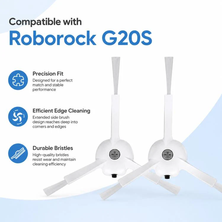 Replacement Accessories for Roborock G20S Self-Cleaning Robot Vacuum Mop, Specification:Two White Side Brush - Image 2