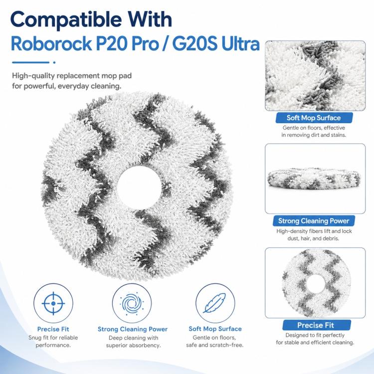 Replacement Accessories for Roborock G20S Ultra / P20 Pro Robot Vacuum Cleaner, Specification:Gray Strip Mop Pad - Image 2