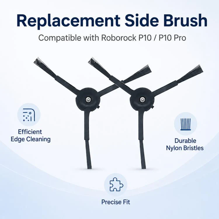 Replacement Accessories for Roborock P10 / P10 Pro Robot Vacuum Cleaner, Specification:Two Black Side Brush - Image 2