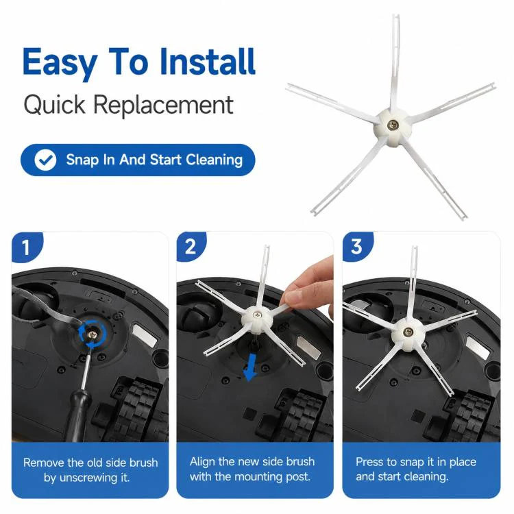 Replacement Accessories for Roborock P10 / P10 Pro Robot Vacuum Cleaner, Specification:White Five Arm Side Brush - Image 6