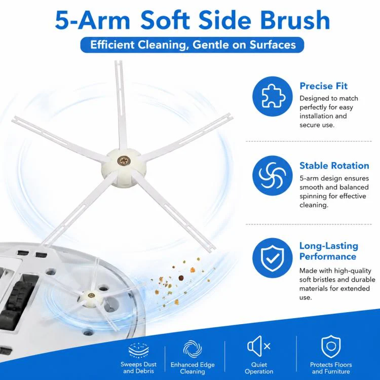 Replacement Accessories for Roborock Q5 Pro / Q5 Pro+ / Q8 Max / Q8 Max+ Robot Vacuum Cleaner, Specification:White Five Arm Side Brush - Image 5