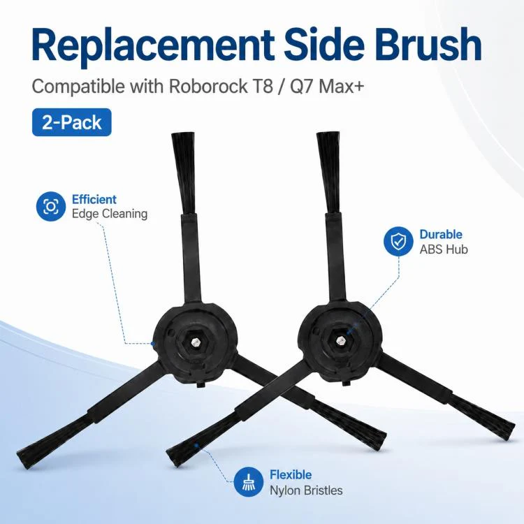Replacement Accessories for Roborock Q7 Max+ / T8 Plus Robot Vacuum Cleaner, Specification:Two Black Side Brush - Image 2