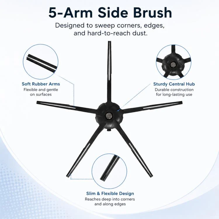 Replacement Accessories for Roborock T7S / G10S / S7 / S7 Max Robot Vacuum Mop, Specification:Black Five Arm Side Brush - Image 3