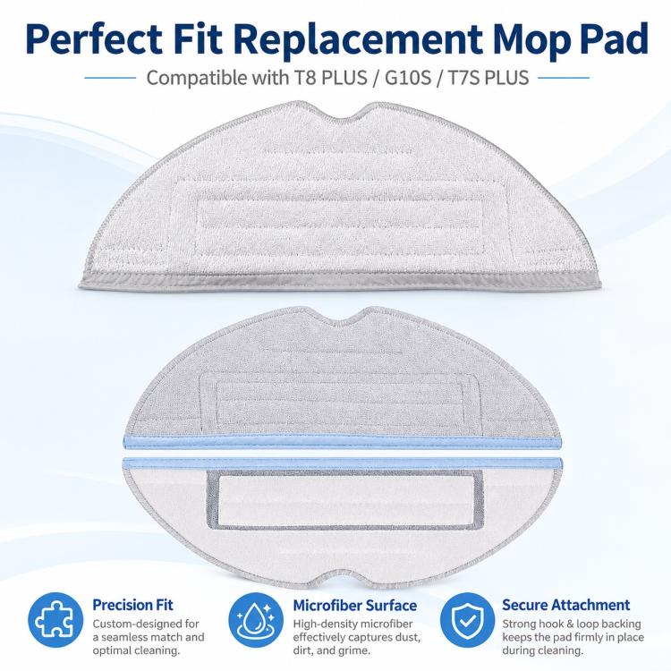 Replacement Accessories for Roborock T7S / G10S / S7 / S7 Max Robot Vacuum Mop, Specification:Gray Mop Pad - Image 2