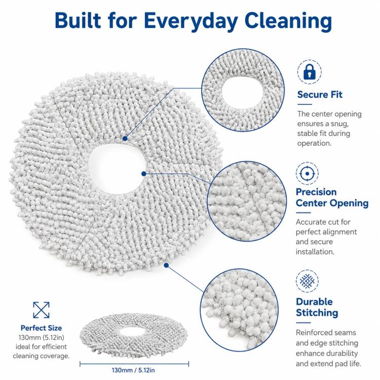 Replacement Accessories for Xiaomi Mijia M30 Robot Vacuum Cleaner, Specification:Thick Stripe Mop Pad - Image 5