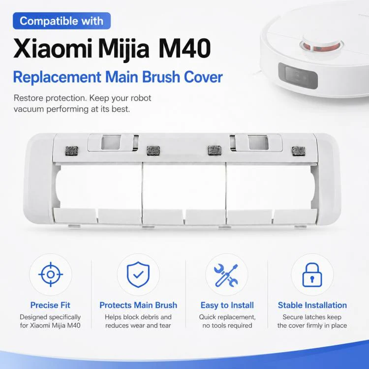 Replacement Accessories for Xiaomi Mijia M40 Robot Vacuum Cleaner, Specification:Main Brush Cover - Image 2