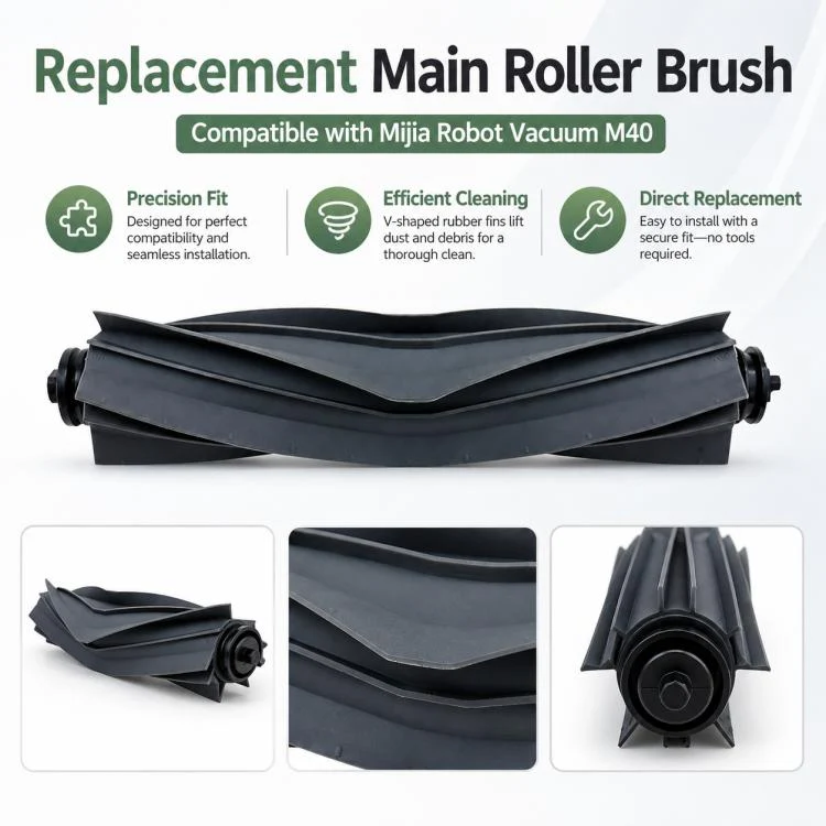 Replacement Accessories for Xiaomi Mijia M40 Robot Vacuum Cleaner, Specification:Rubber Roller Brush - Image 2