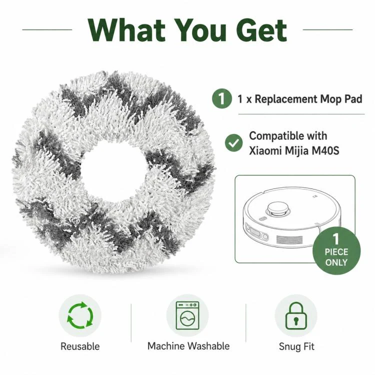 Replacement Accessories for Xiaomi Mijia M40 S Robot Vacuum Cleaner, Specification:White Striped Mop Pad - Image 8