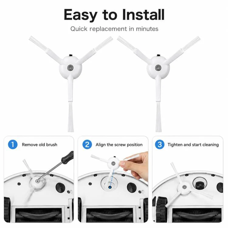 Replacement Accessories for Xiaomi Mijia Robot Vacuum 1S / Roborock S50 / T4 / T6 / T7, Specification:Dual White Triangle Side Brush - Image 7