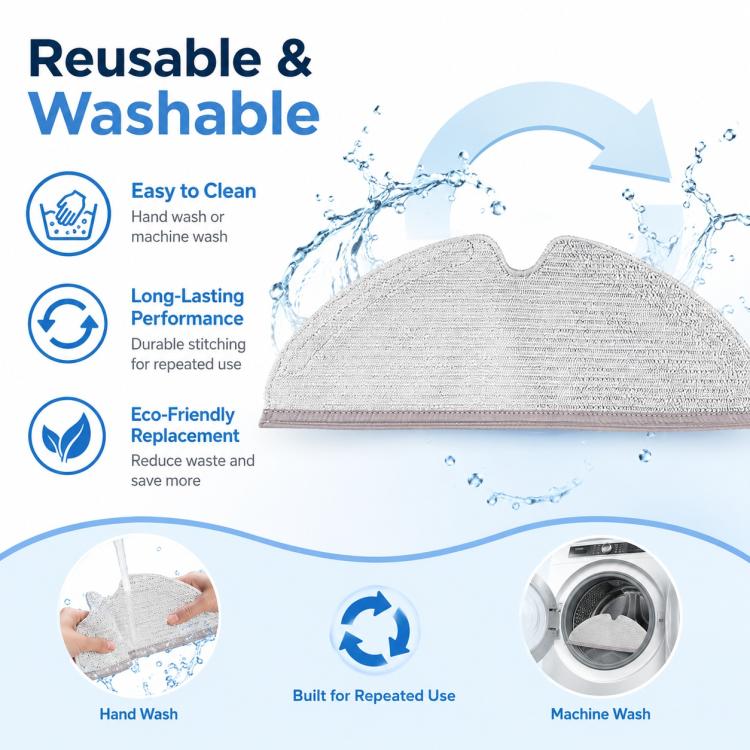 Replacement Accessories for Xiaomi Mijia Robot Vacuum 1S / Roborock S50 / T4 / T6 / T7, Specification:Full Length Mop Pad - Image 6