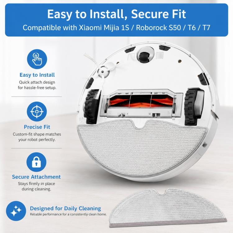 Replacement Accessories for Xiaomi Mijia Robot Vacuum 1S / Roborock S50 / T4 / T6 / T7, Specification:Full Length Mop Pad - Image 7